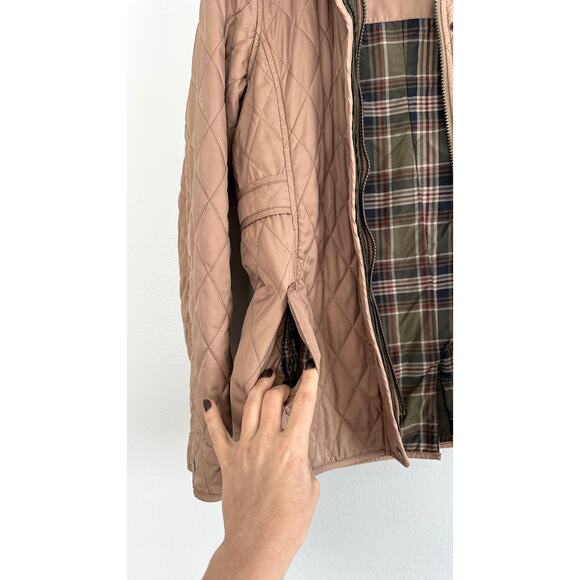 L.L. Bean Khaki Light Brown Quilted Green Corduroy Trim Riding Chore Jacket - Picture 11 of 11